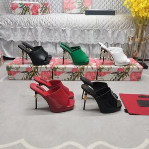 2023 Designer Luxury Pure color heel Slides slippers fashion Womens 100% leather outdoor Catwalk High heels Sandals ladys sexy Irregular peep-toe heel slipper shoes