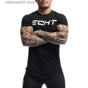 Men's T-Shirts Summer New Men T-Shirt Fashion fitness t Shirt Muscle male Leisure gyms Short sleeves Slim fit Tee tops clothing T230601