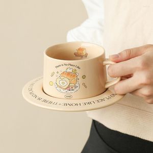 Mugs Ceramic Coffee Cup And Saucer Set High Quality Reusable Cappuccino Afternoon Tea Milk Drip Mug Girls Gift Restaurant Drinkware