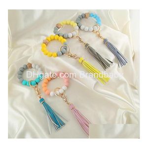 Jewelry Lady Mother Sil Beads And Unique Wooden Bead Design Bracelet With Tassel Good Quality Bracelets Charm Birthday Gifts 12 Drop Ott9H