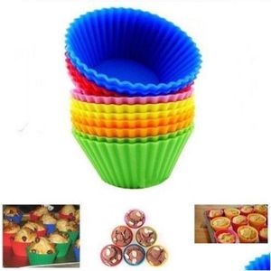 Cupcake Bakeware Maker Mold 6 Color Sile Muffin Cake Mod Case Tray Baking Cup Jumbo DH0158 Drop Delivery Home Garden Kitchen Dining B DHFWQ