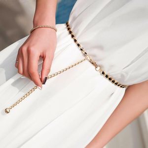 Pasy moda damska wiosenna i letnia sukienka dekoracyjna imitacja Pearl Metal cienki łańcuch paska