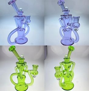 Vintage Recycler Glass Bong Water Hookah rökrör med grön lila originalglasfabrik som kan sätta kundlogotyp av DHL UPS CNE