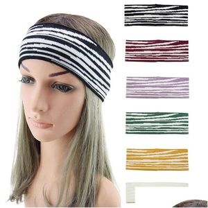 Headbands Uni Zebra Pattern Hairband Hip Hop Cool Fashion Hair Scrunchie Knitted Stretch Winter Headscarf Accessories For Women Drop Dhx9A