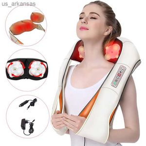 Shiatsu elétrico em forma de U para costas, ombro, corpo, pescoço, massageador, infravermelho, aquecido, carro, massageador doméstico, xale multifuncional L230523