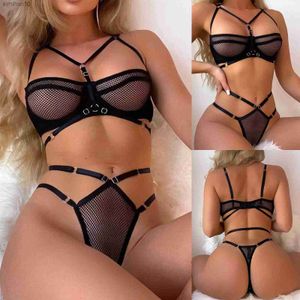 Europa i Stany Zjednoczone Seksowna bielizna Binding Summer Suspendend Transparent Teddy Bielid Produkt Sex Produkt L230518