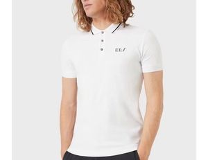 mode polo t shirt designer mens polos tshirts kort ärm lapel bokstavs smal tshirt lyx affärer män casual skjorta svart vit enkel krage män tees tees