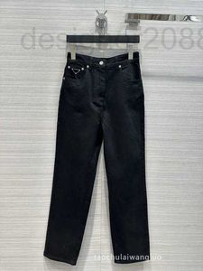 Kvinnors jeans designer casual enkel och mångsidig hög midja mager raka jeans nb9s