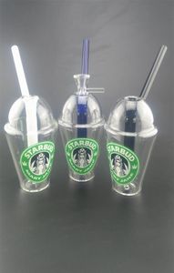 Starbucks Cup Glass bong Mini Water Pipes dap rig y Oil Rigs 45inches Glass Bongs Hookah Smoke Accesorio1305751