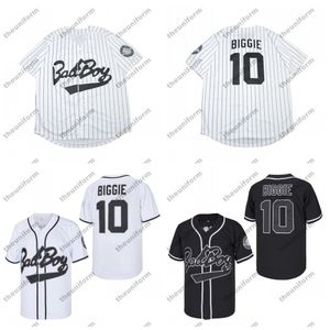 Herren #10 Biggie Smalls Bad Boy Movie Hip Hop Baseball-Trikot, Größe S-3XL