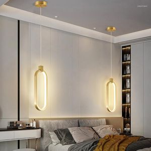 Pendant Lamps Modern Minimalist Chandelier Northern Europe Creative Bedroom Bedside Living Room TV Backdrop Long Line Single Head Ligh