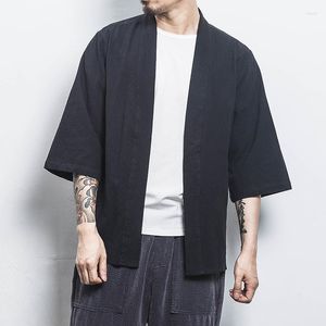 Ethnic Clothing Kimono Samurai Costume Chinese Style Men Japanese Cardigan Haori Summer Harajuku Jackets Casual Cotton