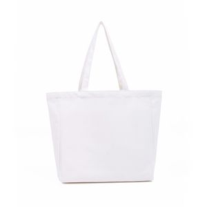 3pcs Borse per la spesa 12OZ Canvas Plain Large Capacity DIY Blank Zipper Shoulderl Bag Mix Color