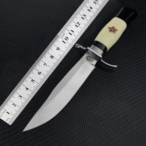 Ryska Finka NKVD KGB Wit Fixed Blade Knife 440C Hög hårdhet Blad Harts Handtaget Överlevnad Jakt utomhus Multi-Tool W/ Sheath 266