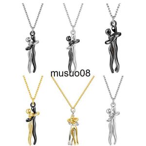 Anhänger Halsketten Exquisite Paar Umarmung Anhänger Halskette Für Frauen Mode Anhänger Für Paar Halskette Liebe Valentinstag Schmuck J230601