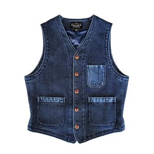 Vests Men's Suit Vest Indigo Blue Slim Fit Sashiko Safari Japan Style Vintage Waistcoat Sleeveless Jacket for Male