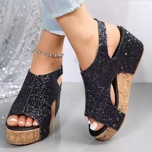 Sandals Women's Platform Wedge Summer Shoes Bling Open Toe Heeled For Women Outdoor Casual Ladies Sandalias Size 35-43