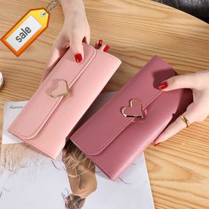 Luxury Women's Long Leather Wallet with Heart Design | Card & Phone Holder | Female Clutch Purse