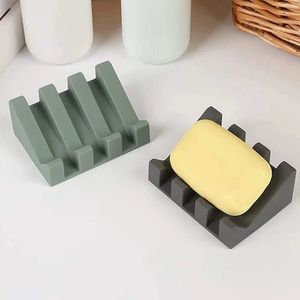 Silicone Soap Holder Soap Drain Dish Bathroom Tilt Drain Soap Box Portable Sponge Tray Creative Kitchen Sponge Storage Rack