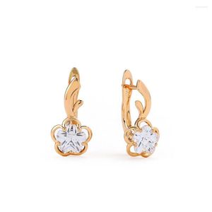 Stud Earrings Hanreshe Autumn Classic Copper Simple Zircon Gold Color Flower Exquisite Round Large Crystal Earring Jewelry