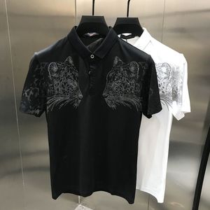 Herren-T-Shirts, Designer-Polos, Europa und Amerika, schmale, kurzärmelige Poloshirts mit Leoparden-Strass-Revers