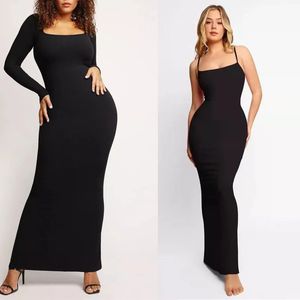 Basic Casual Dresses Shapewear Lounge Uneck Waist Sexy Package Hip Slimming Dress 230531