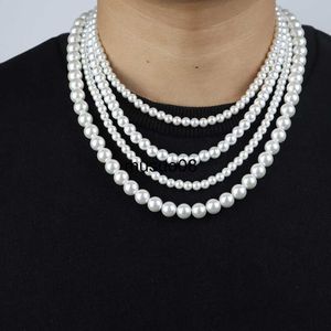 ペンダントネックレス新しいトレンディな模倣真珠のネックレスメン気質女性のためのシンプルな手作りストランドビーズネックレスジュエリーギフトJ230601