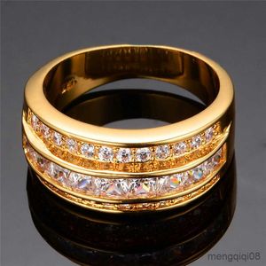 Band Rings Female White Crystal Ring Yellow Gold Wedding For Women Charm Geometry Engagement Valentines Day Gift