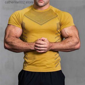 T-shirty męskie T-sens mięśni T-koszulka Szybka sucha koszula Koszulka fitnessowa Koszula męska na siłowni Rajstopy Krótkie rękawie T-shirt sportowy T230601