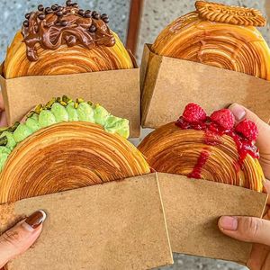 500 st Sandwich Packaging Kraft Paper Box Hamburger Packaging Paper Bag Oil-Proof Burger Fries Donut Packing Baking Accessories