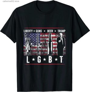 Mannen T-Shirts Liberty Guns Bier Trump TShirt LGBT Parodie Grappige Gift Tops Tees Merk Casual Katoen Mannen T-shirts Casual T230601