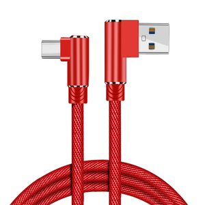 USB Type C-kabel 90 graders snabb laddningsdata USB C-kabel för Samsung S10 S9 S8 Xiaomi Mi8 MI9 Huawei P20 P30 USB-C-laddare