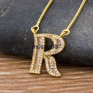 Colares com Pingente Luxo Cor Dourada A-Z 26 Letras Colar CZ Pingente para Mulheres Bonito Iniciais Nome Colar Moda Festa Casamento Jóias Presente J230601