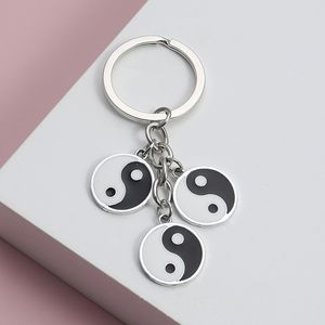 Heart Keychain Yin Yang Key Ring Taiji Gossip Key Chains For Women Men DIY Car Hanging Punk Jewelry Handmade Gift