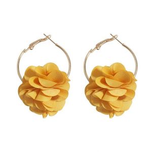 dangle chandelier4 color boho fabric flower earrings for women Summer Statement大きな花のジュエリードロップ配信DHJ2Q