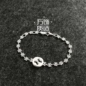 60 % Rabatt auf Designerschmuck, Armband, Halskette, Ring, ineinandergreifendes Armband, runde Perle, kleine Schneeflocke, 925er Sterlingsilber, Damen-Blume, Handdekoration, frisch, schlicht, für Mädchen