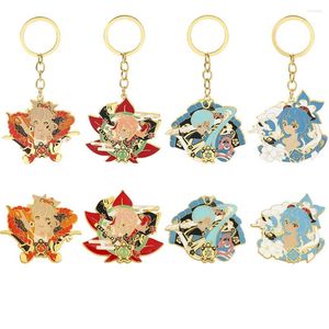 Necklace Earrings Set Genshin Impact Anime Metal Enamel Brooches Keychain Ganyu Kazuha Naganohara Yoimiya Kamisato Ayaka Pendant Keyring