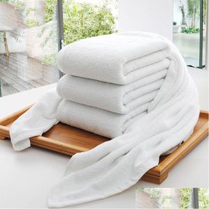 Bath Towel Wholesale El Towels Guest House 100% Cotton White Unisex U Natural Safe Soft Bathroom Supplies Dh0710 Drop Delivery Home G Dhjrq