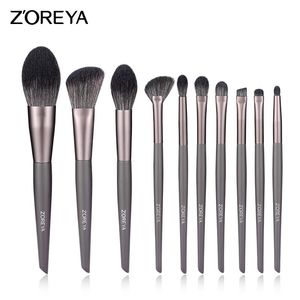 Borstar Zoreya 10st Makeup Brush Set Kit Soft Fiber Eye Face Makeup Brush Professional Cosmetic Tools Syntetic Hair Box Gift Eyeshadow