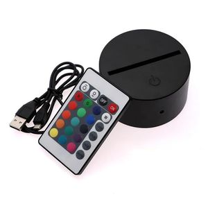 3D Illusion Night Light 3in1 RGB LED -lampan Baser Touch Switch Ersättningsbas för 3D 9D Tabellskrivlampor