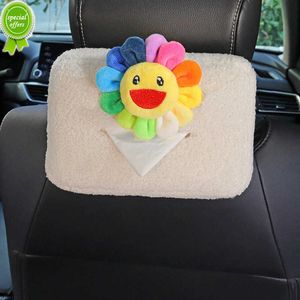 Nowy uroczy kreskówka Plush Flowers Tissue Tissue Boxe Headrest Paper Tower Uchwyt Auto Visor wiszący organizator Akcesoria samochodowe