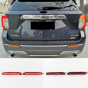 Car LED Bumper Light For Ford Explorer 2019 2020 2021 2022 Rear Fog Lamp Brake Light Dynamic Turn Signal Reflector