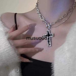 Pendant Necklaces New Gothic Punk Cross Barbed Thorns Pendant Chain Choker Necklace for Women Men Unisex Hip-Hop Grunge Y2K Jewelry Gifts J230601