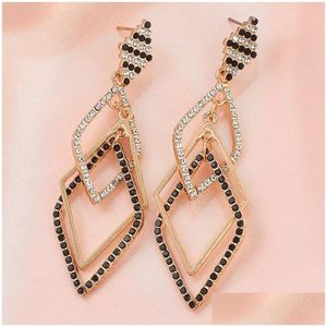 Dangle Chandelier Vintage Advanced Fashion Fl Diamond Black Earrings For Women Korean Earring Birthday Party Jewelry Gifts Drop Del Dhdr3