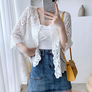 Women's Knits Spring Simple Short Shawl Hollow Out Knitwear Art Cardigan Women's Air Conditioning Sun Protection