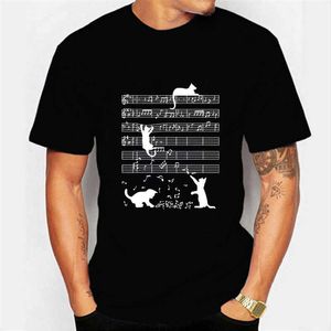T-shirty Cat Music Print Cotton Zabawny harajuku krótki rękaw męski koszulka P230601