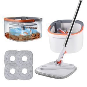 Mops Mop Water Separation Square With Bucket 3PCS Heads 360 Ceaning Microfiber Lazy Floor Floating Household Cleaning mop 230531