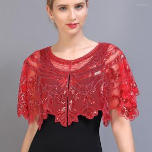 Halsdukar kvinnors vintage 1920 -tal broderi nät sjal pärlspetare paljett bolero klaff kappa aper cape great gatsby party cover up for dress