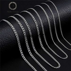 Pendanthalsband Punk Size 2-7mm Mens Curb Cuban Link Chain rostfritt stål halsband Kvinnor Silver Färg Mannsmycken gåvor till Hiphop Boy J230601