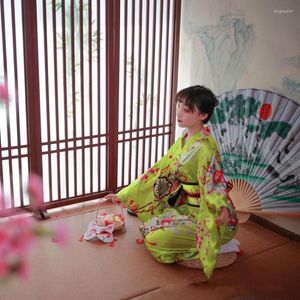Ethnic Clothing Japanese Style Fashion Kimono Trends For Women Sexy Evening Dress Cosplay Embroidery Floral Print Long Robe Asian Yukata